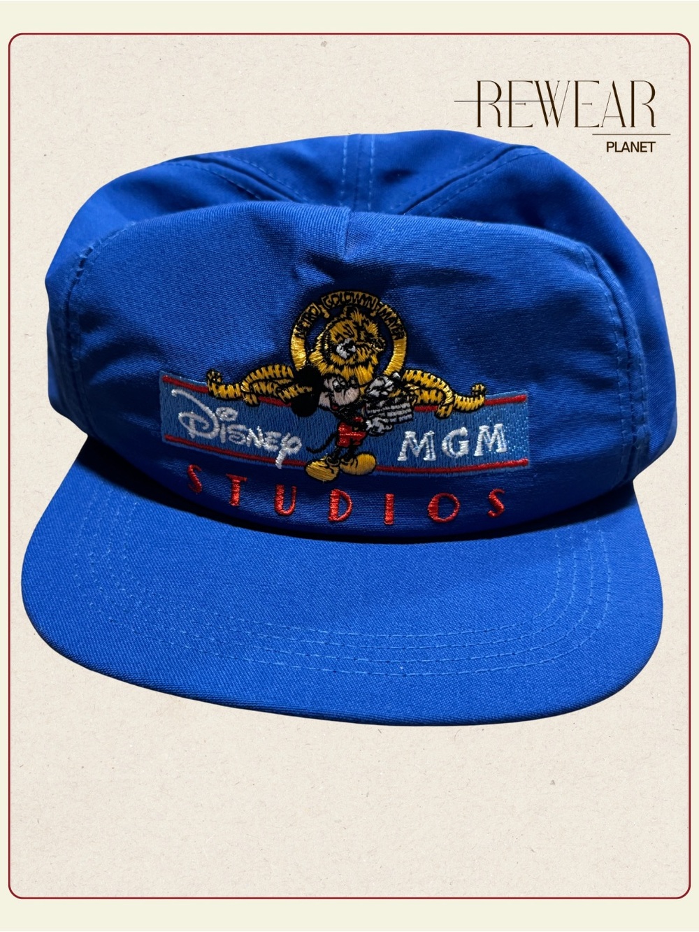 Vintage 1987 Disney MGM Studios Mickey Mouse Snapback Hat Made in USA Blue Cap